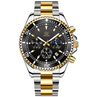 Buy gold-black-face Men's Watches Waterproof Quartz  Stainless Steel Strap Sport