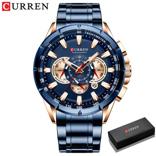 Buy blue-box Luxury Casual Men's Watches Quartz Chronograph