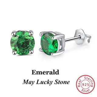 Buy may-emerald Women 925 Sterling Silver Birthstone Earrings