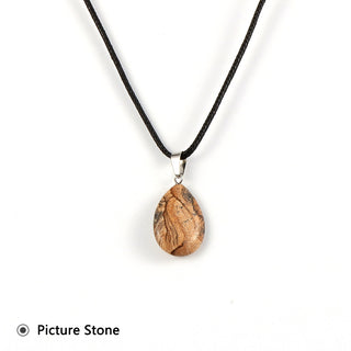 Buy picture-stone Women Natural Stone Crystal Water Drop Pendant Necklace