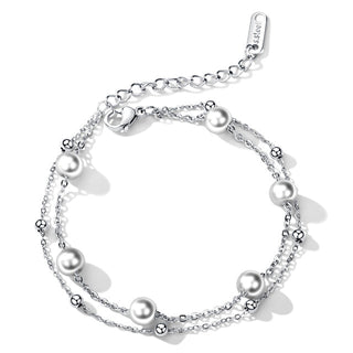 Buy ad1218-s Women New Cross Pearl Heart Charms Bracelet
