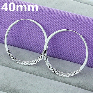 Buy 40mm 925 Sterling Silver Round Circle Hoop Earrings For Women