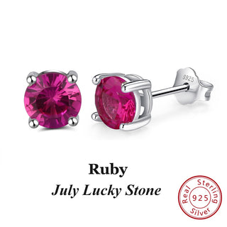 Buy jul-ruby Women 925 Sterling Silver Birthstone Earrings