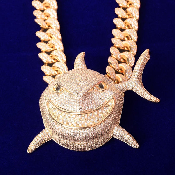 Men's Shark Pendant Necklace Gold Color