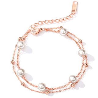 Buy ad1218-r Women New Cross Pearl Heart Charms Bracelet