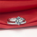1.5Ct Zircon Rings Set Solid White Silver for Women