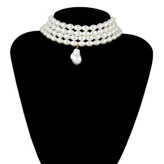 Buy s05 Women Layered Short Pearl Choker Necklace