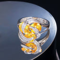 Women Silver Crystal Stone Wedding Rings