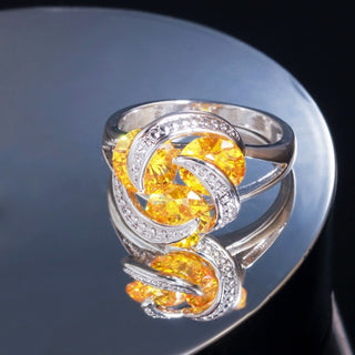 Buy yellow Women Silver Crystal Stone Wedding Rings