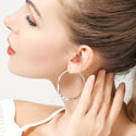 925 Sterling Silver Round Circle Hoop Earrings For Women