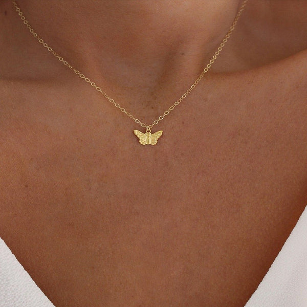Women Choker Necklace Lovely Golden Silver Plated Butterfly