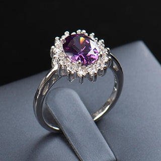 Buy purple 2.0Ct Fashion Real Solid 925 Sterling Silver Ring Fashion For Women