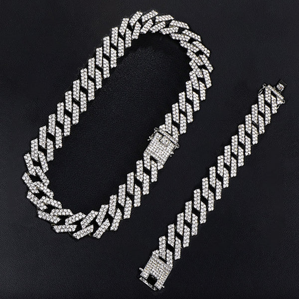 Men's 1Kit 20MM Watch +Necklace +Bracelet Heavy Iced Rhinestones