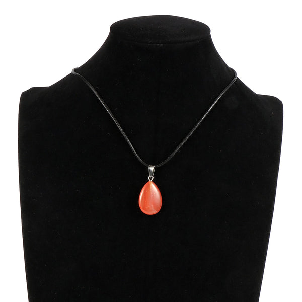 Women Natural Stone Crystal Water Drop Pendant Necklace