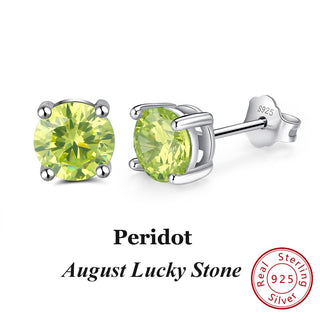 Buy aug-peridot Women 925 Sterling Silver Birthstone Earrings