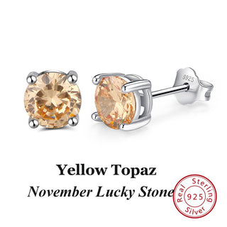 Buy nov-yellow-topaz Women 925 Sterling Silver Birthstone Earrings
