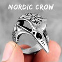 Men's Nordic Mythology Viking Crow Stainless Steel Rings