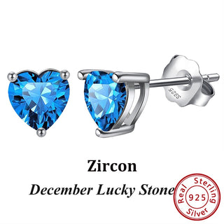 Buy dec-zircon Women 925 Sterling Silver Birthstone Earrings