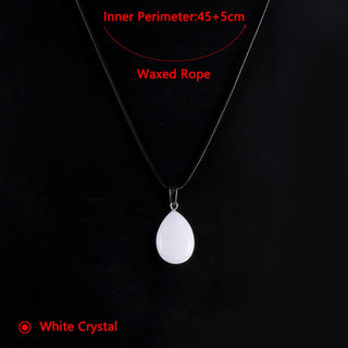 Buy white-crystal Women Natural Stone Crystal Water Drop Pendant Necklace