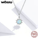 Women  Necklace Opal Zircon And 925 Sterling Silver Sun