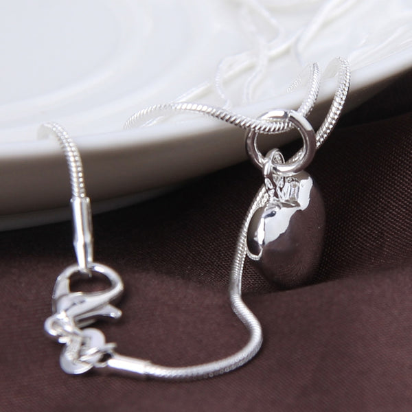 925 Sterling Silver Solid Small Heart Pendant Necklace For Women
