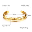 Wheat Design Cuff Bracelets Bangle for Women 8mm Gold Color Adjustable