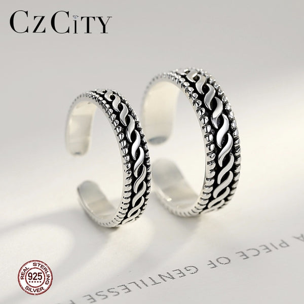 925 Sterling Silver for Women and Men Opening Twist Rings