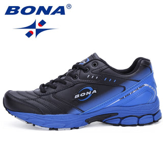 Buy black-blue 2023 BONA New Style Men Running Shoes