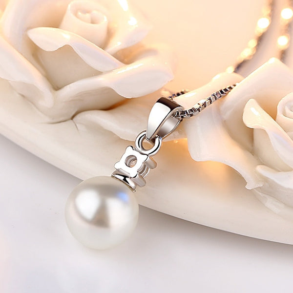 Women's Silver Color  Necklace  Zircon Pearls