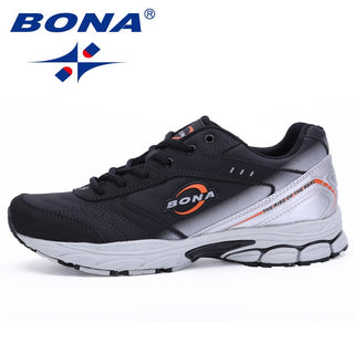 Buy black-white 2023 BONA New Style Men Running Shoes