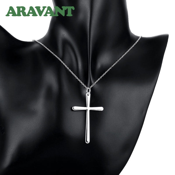 925 Silver Cross Pendant Necklace Chain For Women and Men