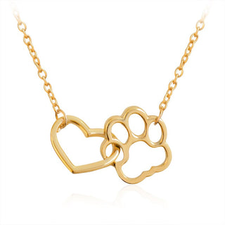 Buy gold Women Heart &  Dog Paw Charm Necklace