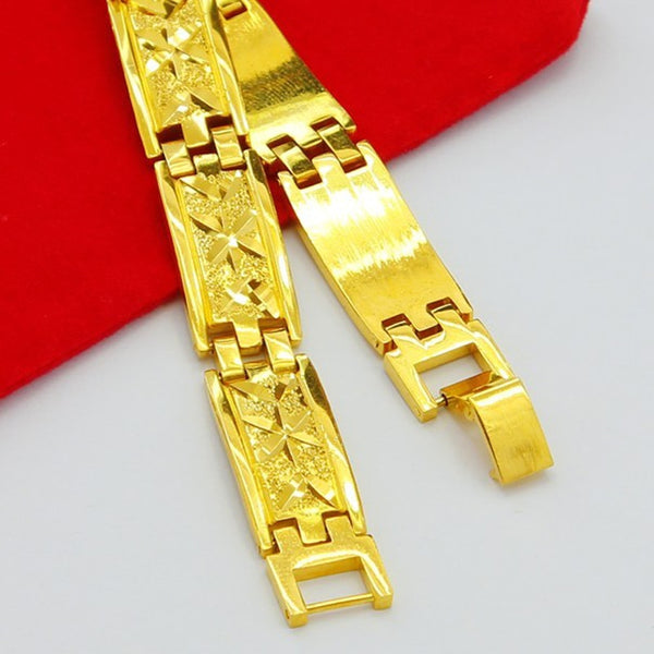 24k Gold GP 12MM Men's Watch Belt Shape Bracelet