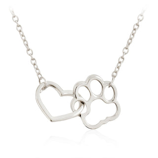 Buy silver Women Heart &  Dog Paw Charm Necklace