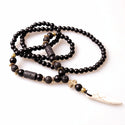Men Women Black Lava Stones Bead Necklace