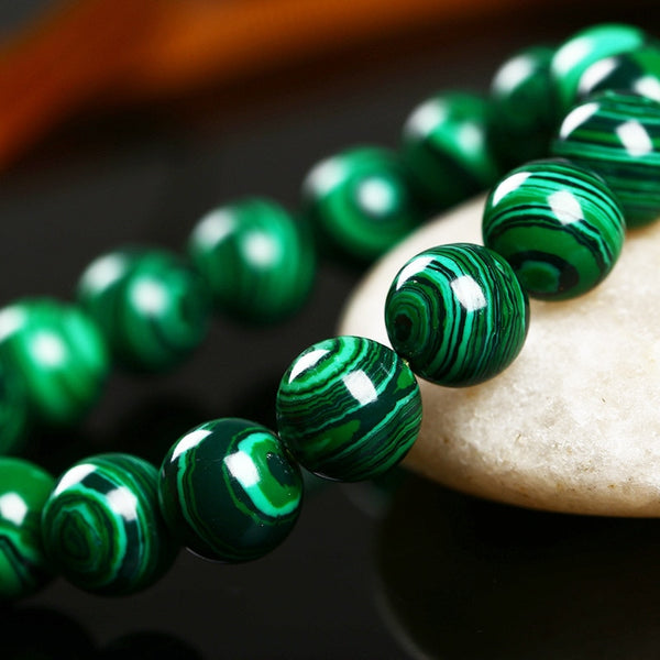 Men and Women Green Malachite Crystal Charm Bracelet