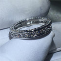 Women Dainty Ring Pave set Stone White Gold Filled