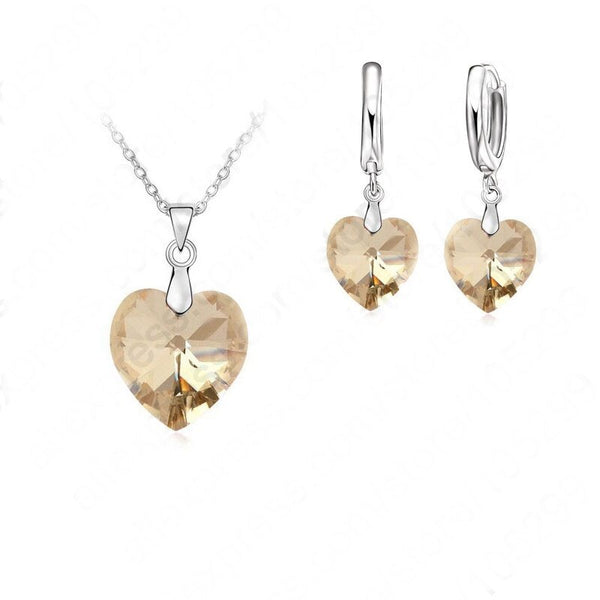 Women's Set 925 Sterling Silver Heart Pendant Necklaces