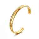 Wheat Design Cuff Bracelets Bangle for Women 8mm Gold Color Adjustable