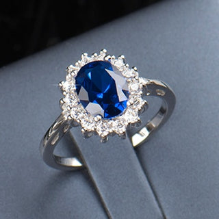Buy blue 2.0Ct Fashion Real Solid 925 Sterling Silver Ring Fashion For Women