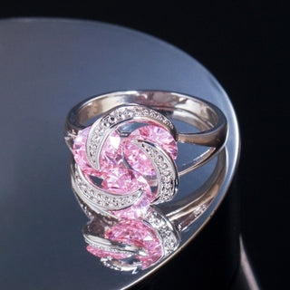 Buy pink Women Silver Crystal Stone Wedding Rings