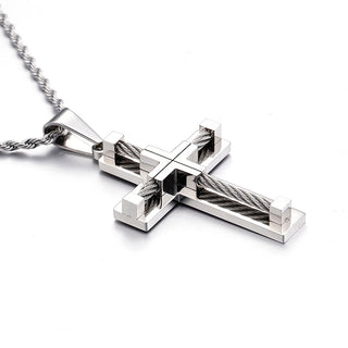 Buy silver Men Metal Silver Cross Necklaces