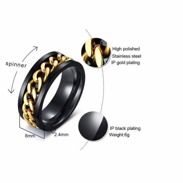 8mm Spinner Ring For Men Stainless Steel Mens' Anti Stress Ring