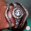 3Pcs/Set 2022 Luxury Round Cut AAA Zircon Crystal Rings For Women