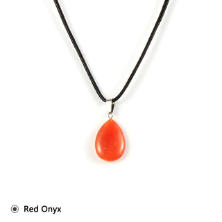 Buy red-onyx Women Natural Stone Crystal Water Drop Pendant Necklace