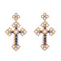 Women Vintage Long Crystal Cross Dangle Earring