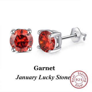 Buy jan-garnet Women 925 Sterling Silver Birthstone Earrings