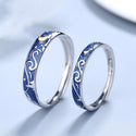 925 Sterling Silver Van Gogh Starry Sky Open Couple Ring For Men Women