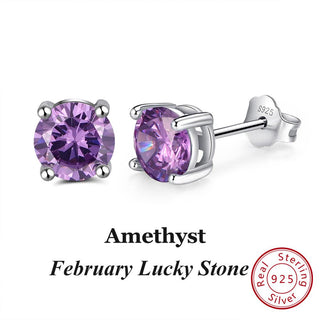 Buy feb-amethyst Women 925 Sterling Silver Birthstone Earrings