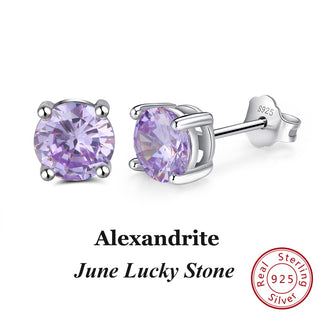 Buy jun-alexandrite Women 925 Sterling Silver Birthstone Earrings